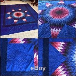 Amish Vintage Handmade Hand Quilted Custom Quilt Excell Condition Queen