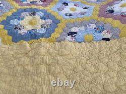 Amish Vintage Pennsylvania Hand Stitched Flour Sack Quilt Blanket Cotton 76x97