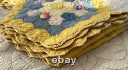 Amish Vintage Pennsylvania Hand Stitched Flour Sack Quilt Blanket Cotton 76x97