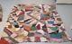 Antique 100 Year Old Patchwork Quilt, Dated Feb 21, 1924, Hand Stitched, 62x76