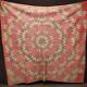 Antique 1800's Quilt Star Handmade Pink Brown White Cutter 71 X 77