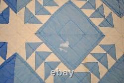 Antique 1900s Patchwork Lady Of The Lake Quilt, Hand Stitched 104 x 90