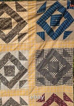Antique 1940's Hand Made Diamond Pattern Cotton Quilt