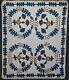 Antique 19th C Blue Brown Cheddar Applique Folky Quilt Southern Style
