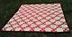 Antique 9 Patch Quilt Red And Cream W Red Thread Hearts Lots Of Quilting