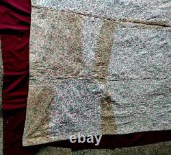Antique American Diagonal Red Stripe Quilt Hand Made 84 x 64