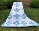 Antique Cornflower Blue & White Quilt Young Mans Fancy By Hand 1920s Nice Clean