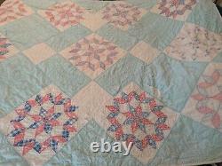 Antique Feed Sack Carpenter Star Patchwork Quilt