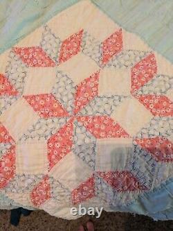 Antique Feed Sack Carpenter Star Patchwork Quilt