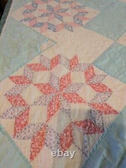 Antique Feed Sack Carpenter Star Patchwork Quilt