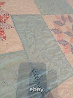 Antique Feed Sack Carpenter Star Patchwork Quilt