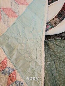 Antique Feed Sack Carpenter Star Patchwork Quilt