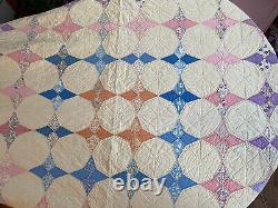 Antique Four Point Star Snow ball Quilt Hand Sewn Pieced Feed Sack Heirloom Rare