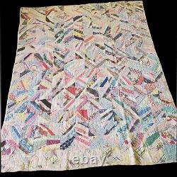 Antique Hand Stitched and Quilted Quilt. 84 L x 63 W