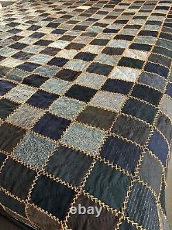 Antique Handmade Black/Gray Colored Quilt 72 x 78