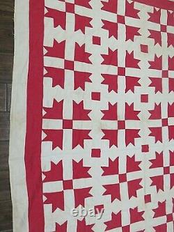 Antique Handmade Cotton Patchwork Quilt Shoo Fly Pattern 68 x 76