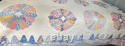 Antique Handmade Dresden Plate Patchwork Quilt 78 x 92 A268