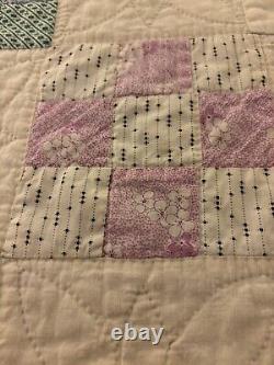 Antique Handmade Multi-Color Tumbling Block Feedbag Quilt 69 x 76