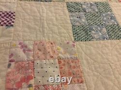 Antique Handmade Multi-Color Tumbling Block Feedbag Quilt 69 x 76