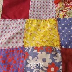 Antique Handmade Quilt Cottton Fancy King Size Colorful Star Pattern Patch