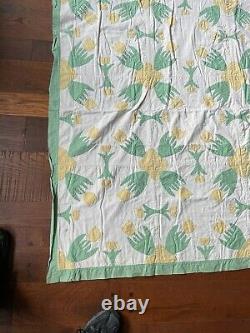 Antique Handmade Quilt, Tulip Flower Design. 67 X 84