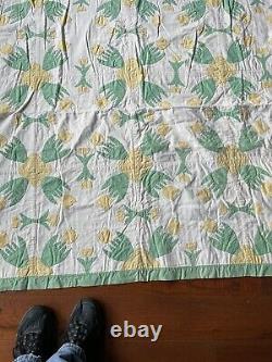 Antique Handmade Quilt, Tulip Flower Design. 67 X 84