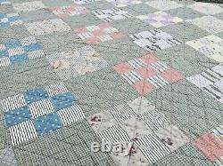 Antique Handmade Quilt with very vintage farbic and all hand made 78 x 78 inche