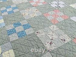Antique Handmade Quilt with very vintage farbic and all hand made 78 x 78 inche