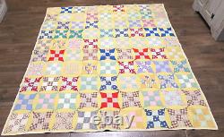 Antique Handmade Quilted Cotton Patchwork Quilt Twin 70x 76