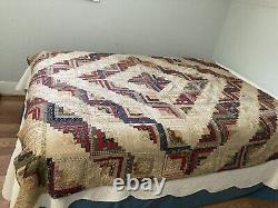 Antique Log Cabin Quilt Handmade Twin 74 X 74 Cutter Rescue Fabulous Fabrics