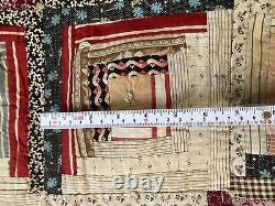 Antique Log Cabin Quilt Handmade Twin 74 X 74 Cutter Rescue Fabulous Fabrics