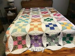 Antique Patchwork Hand Quilted Quilt 88 x 72 inches