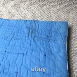 Antique Patchwork Quilt Handsewn Early 1900s Fabric Hand Stitched Calico Indigo