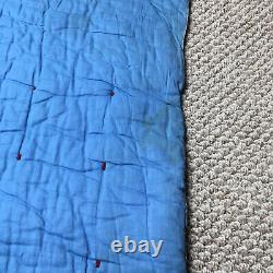 Antique Patchwork Quilt Handsewn Early 1900s Fabric Hand Stitched Calico Indigo