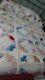 Antique Quilt Butterfly Applique, Multi-color, Cream Background, 92x64, #1