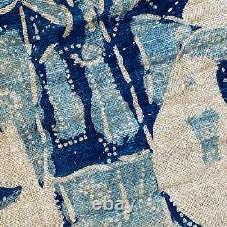 Antique Quilt Indigo resist Blue 18th century Textile American RARE fabric
