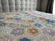 Antique Vtg 1930's Hexagon Handmade Stitched Quilt Bed Cover 66x78 Patchwork