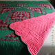 Antique Vtg Quilt Green Pink Fans Sunrise Hearts Scalloped Edges Handmade 78x81