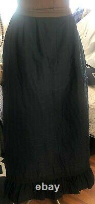 Antique Victorian Black Hand Quilted Cotton Petticoat Skirt