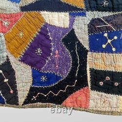 Antique Victorian Crazy Quilt Heavily Embroidered Dated 1910