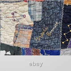 Antique Victorian Crazy Quilt Heavily Embroidered Dated 1910