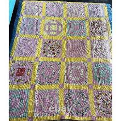 Antique Vintage 1930s Hand Quilted Homemade Quilt Beautiful 68 x 72