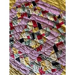 Antique Vintage 1930s Hand Quilted Homemade Quilt Beautiful 68 x 72