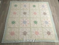 Antique/ Vintage 8 Point Star Pattern Quilt Handmade 81 X 79