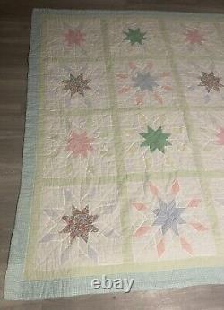 Antique/ Vintage 8 Point Star Pattern Quilt Handmade 81 X 79