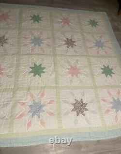 Antique/ Vintage 8 Point Star Pattern Quilt Handmade 81 X 79