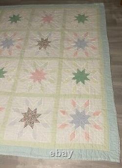 Antique/ Vintage 8 Point Star Pattern Quilt Handmade 81 X 79