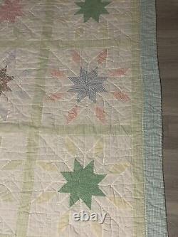 Antique/ Vintage 8 Point Star Pattern Quilt Handmade 81 X 79