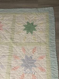 Antique/ Vintage 8 Point Star Pattern Quilt Handmade 81 X 79