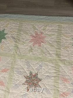 Antique/ Vintage 8 Point Star Pattern Quilt Handmade 81 X 79